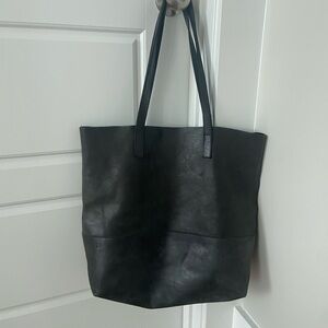 Able Classic Black Leather Tote